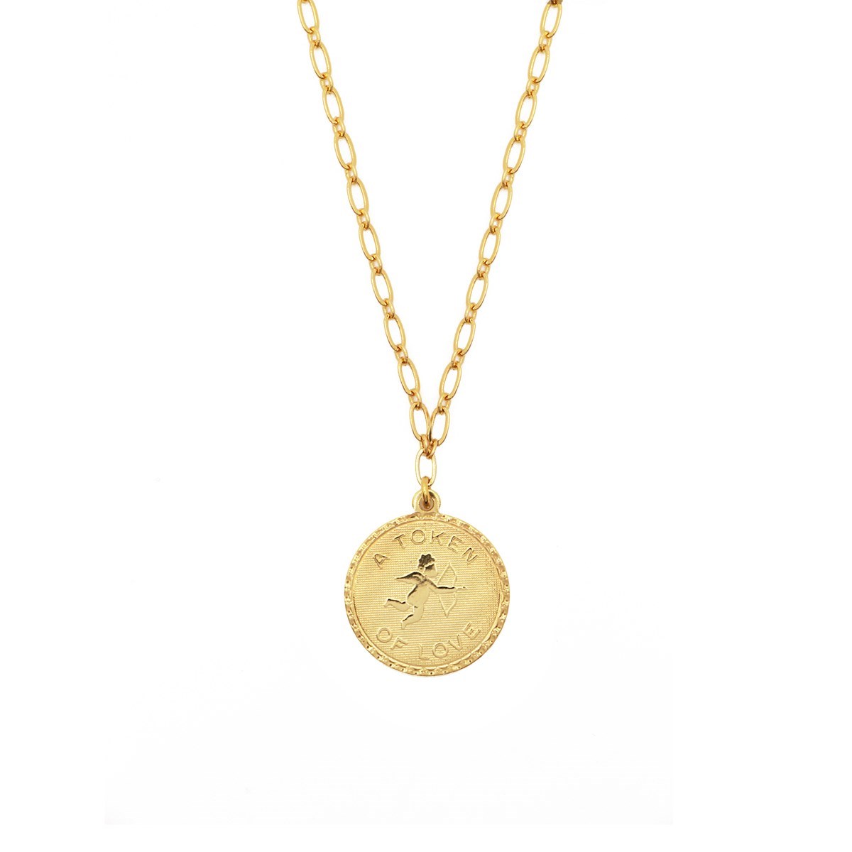 Collier médaillon token of love or fin 24k LOVE AND LUCK