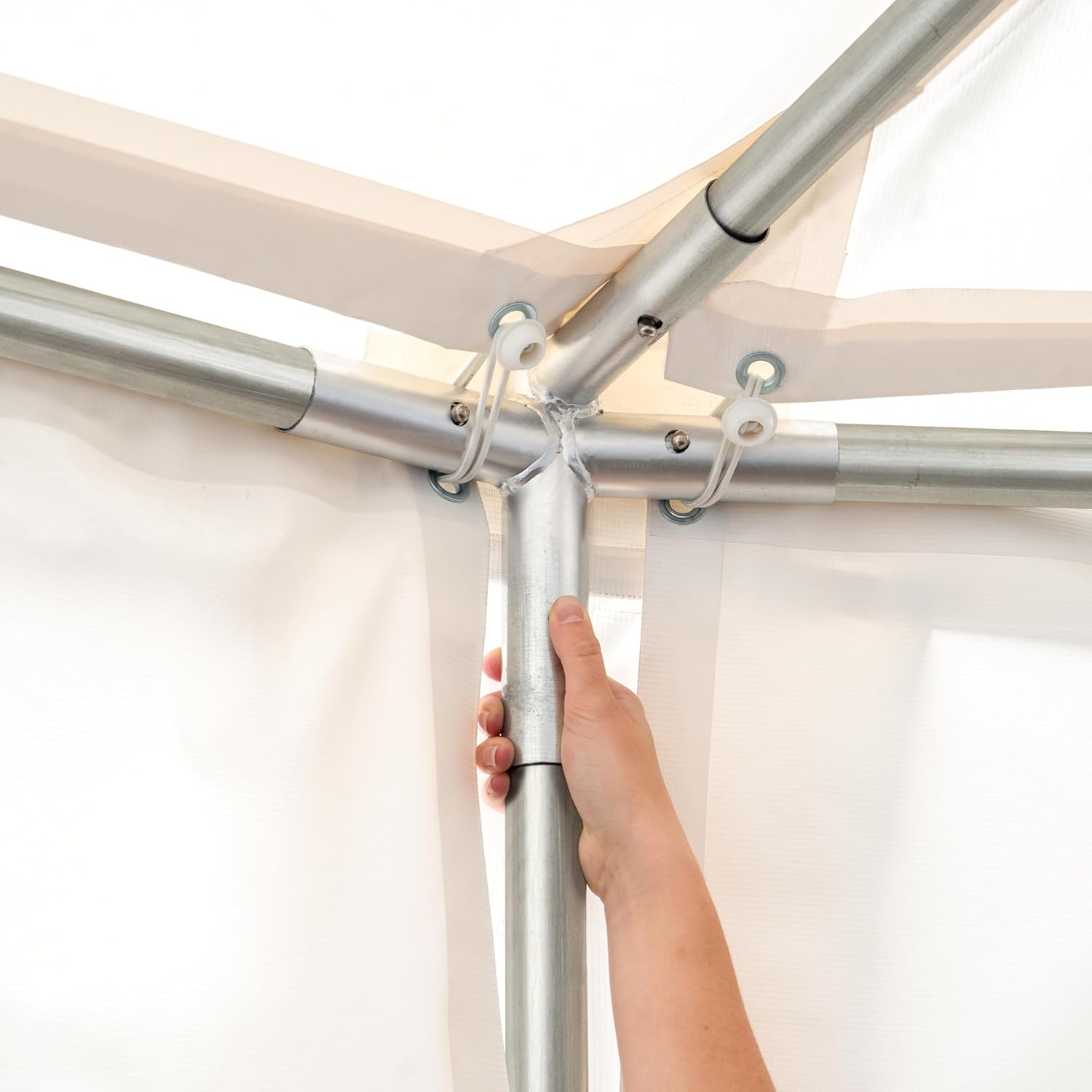 TOOLPORT Pagodenzelt Pavillon 5x7 m schnell & einfach zu montieren mit Fenstern - robuste PVC-Plane 700 weiß
