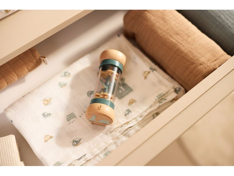 Jollein Regenmacher aus Holz On The Go Sea green, 5,2 x 5,2 Fröhliche Regenrassel ideal für Spiel und Spass