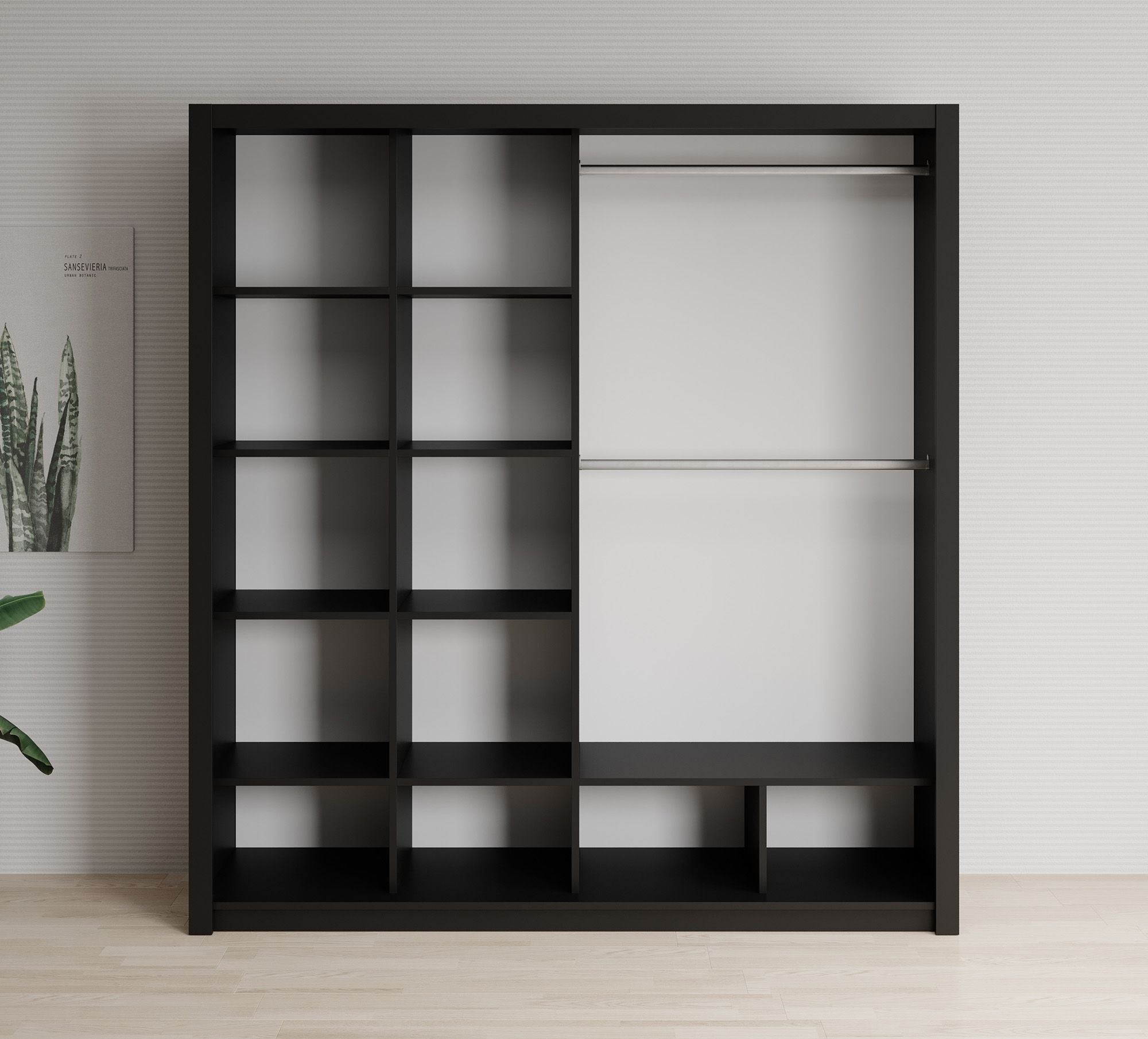 Blake - Kledingkast met schuifdeuren - Zwart - 200x62x215 cm