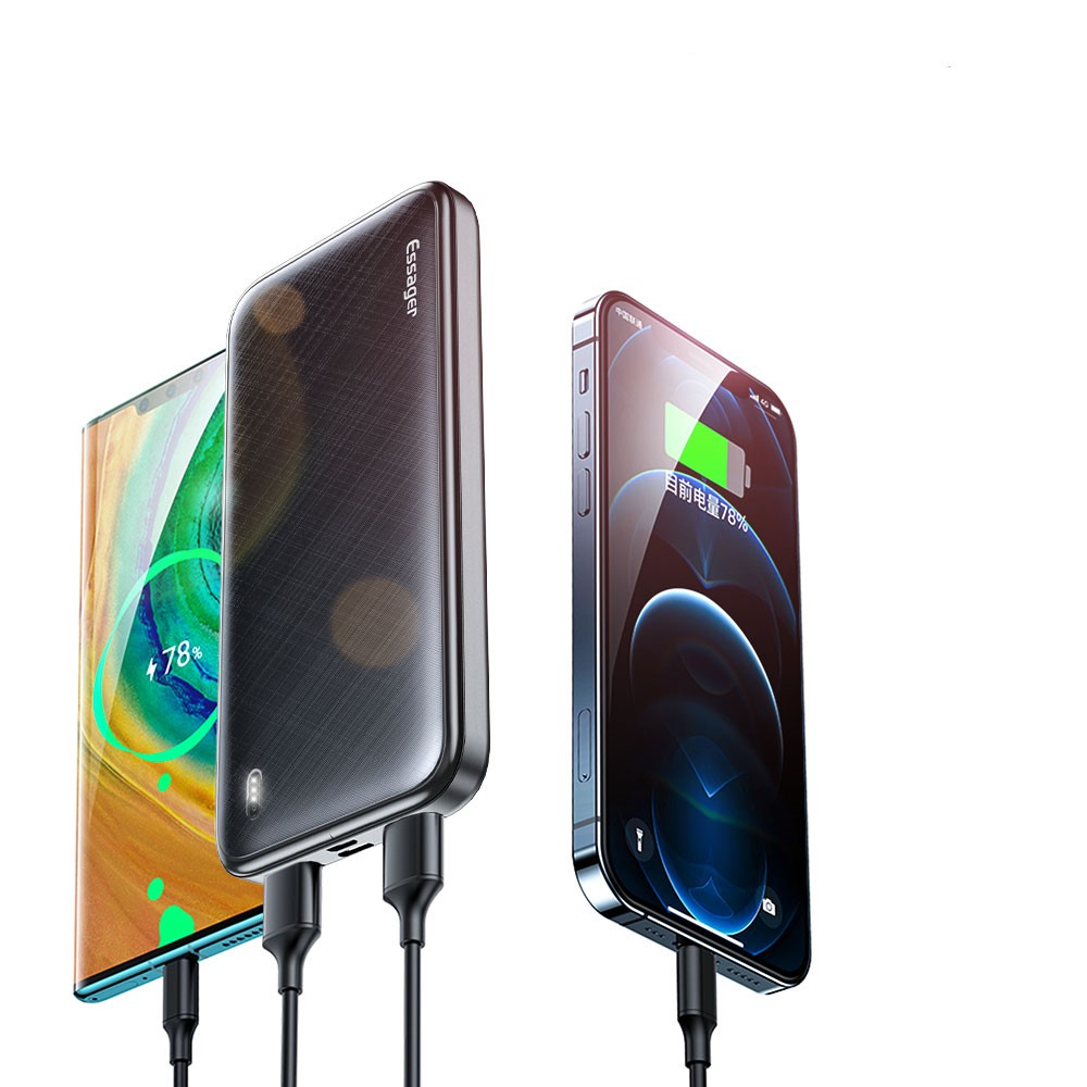 10000mAh Dual USB A Powerbank mit LED Anzeige - Schwarz