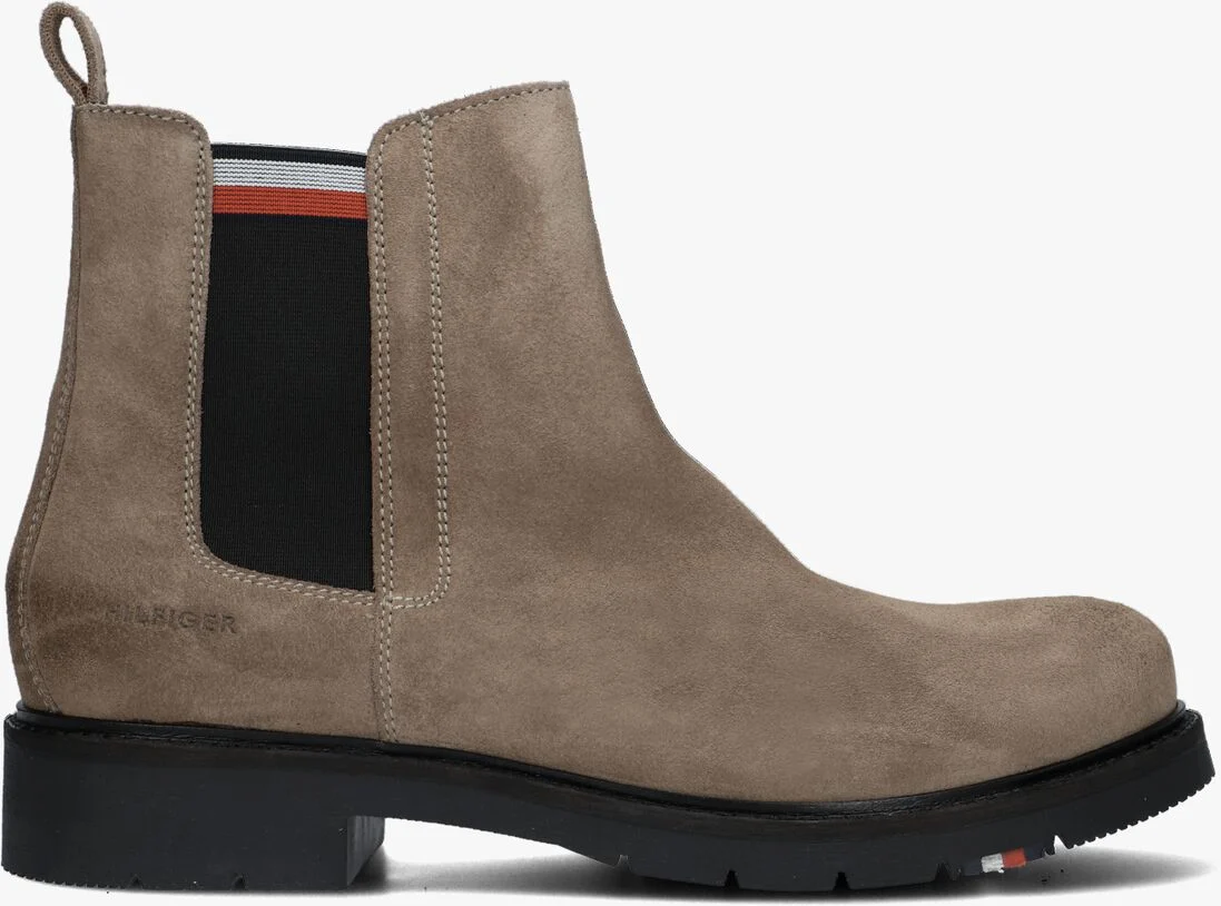 TOMMY HILFIGER taupe tommy hilfiger chelsea boots rwb hilfiger suede chelsea