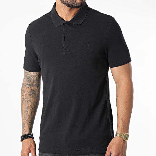 Polo Manches Courtes A Bandes Elevated Logo 9558 Noir