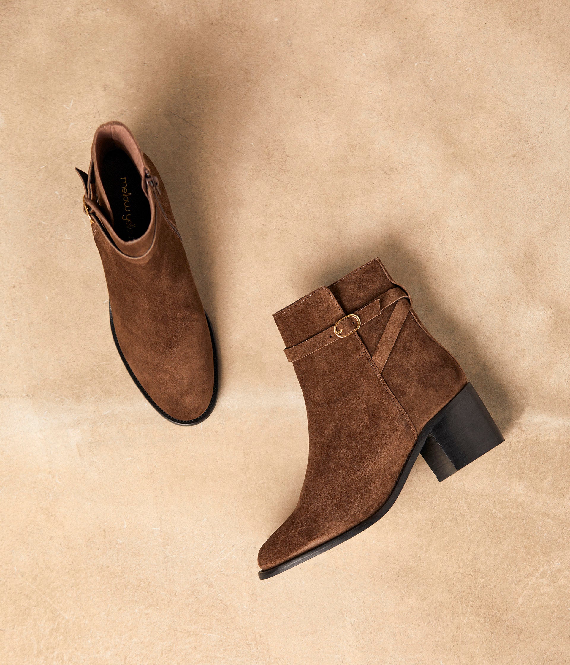 Boots cuir velours Aimeline