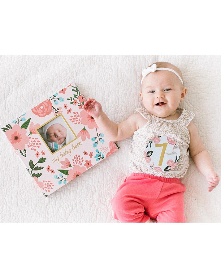 Baby Tagebuch FLORAL (deutsch) in rosa/bunt