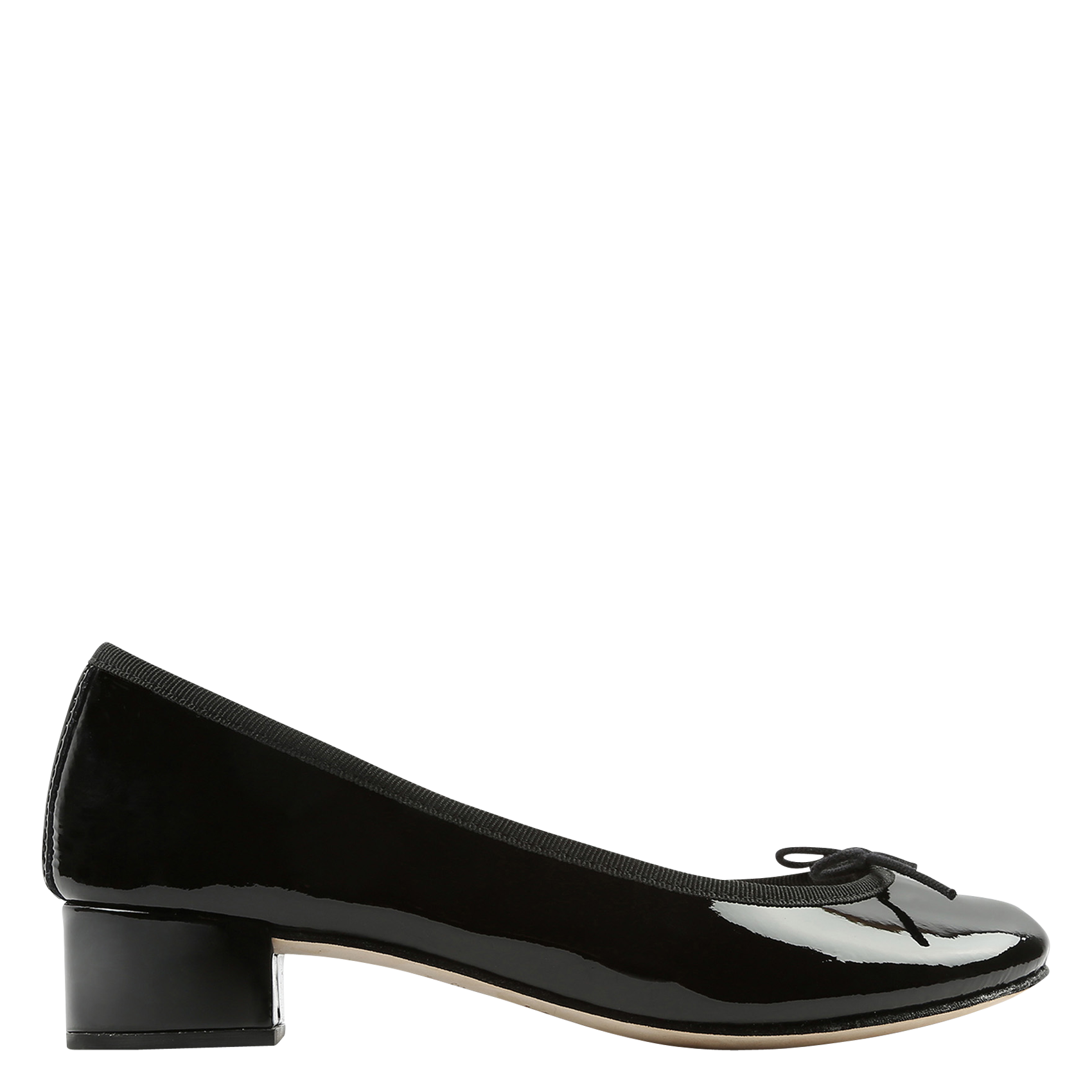 CAMILLE - Ballerines à talons en cuir vernis | Noir
