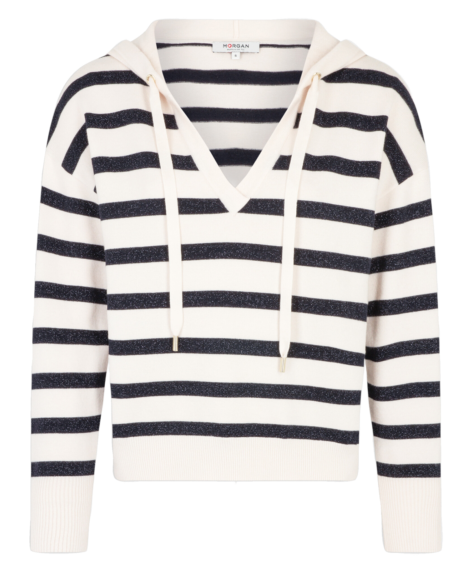 MBALLON - Pull col V à rayures | Beige
