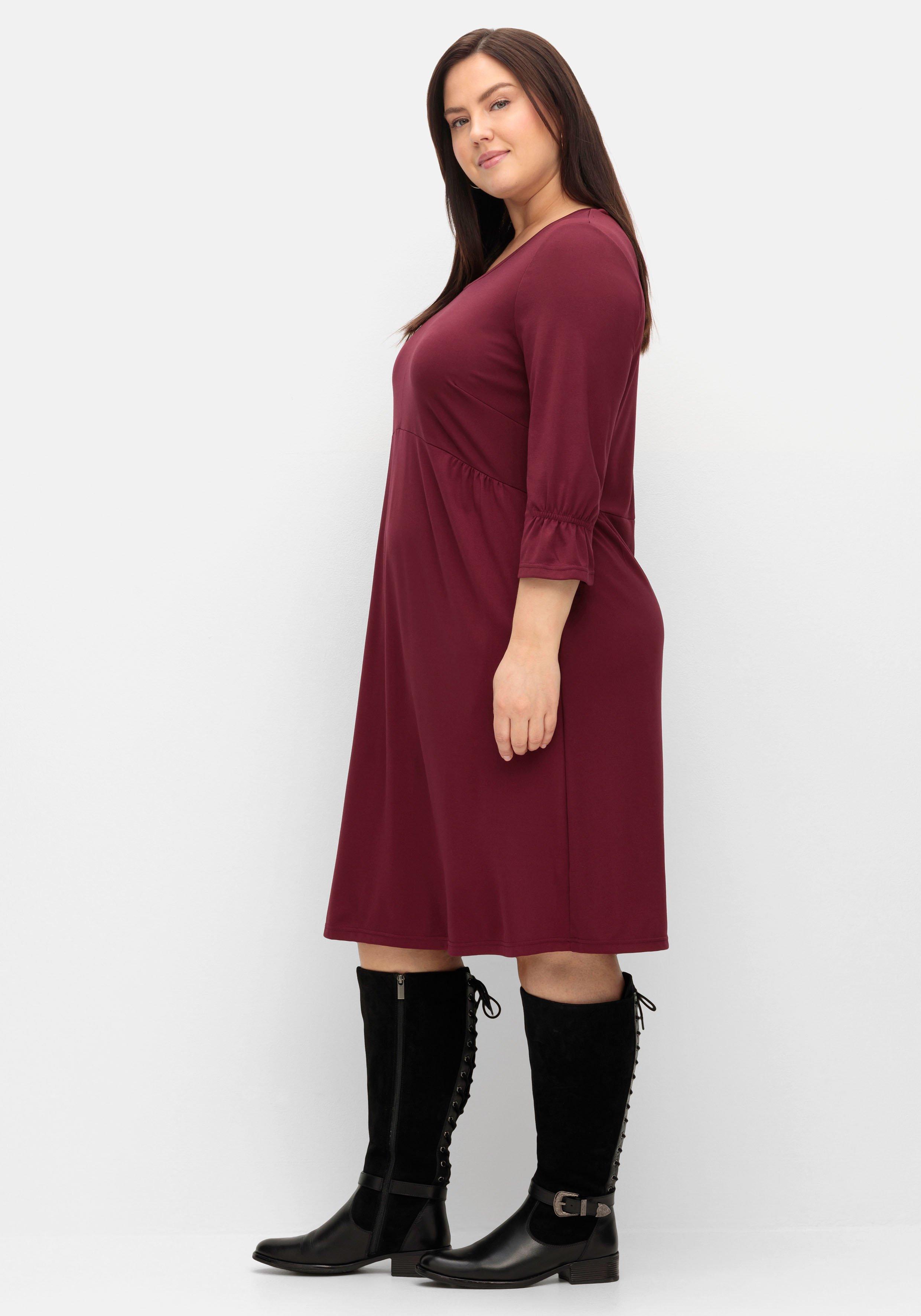 Shirtkleid mit gerafften 3/4-Ärmeln