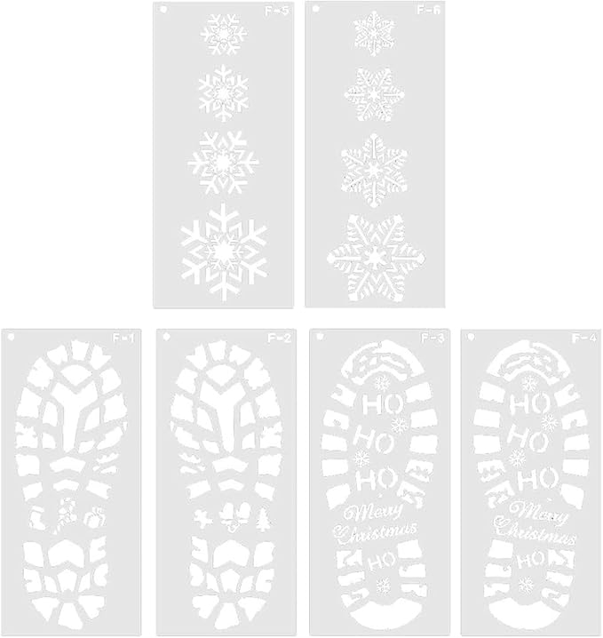 (6er Set) Weihnachtsmann Fussspuren Schablone Santa Clause Fussabdrücke Christmas Home Deko Bastel Zubehör für DIY Projekte