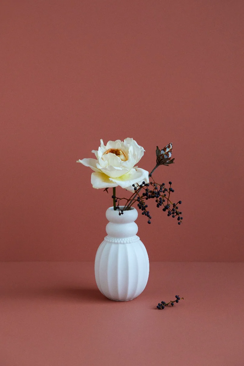 Dottir  Samsurium pearlpuff vase, hvid - 183x112mm.
