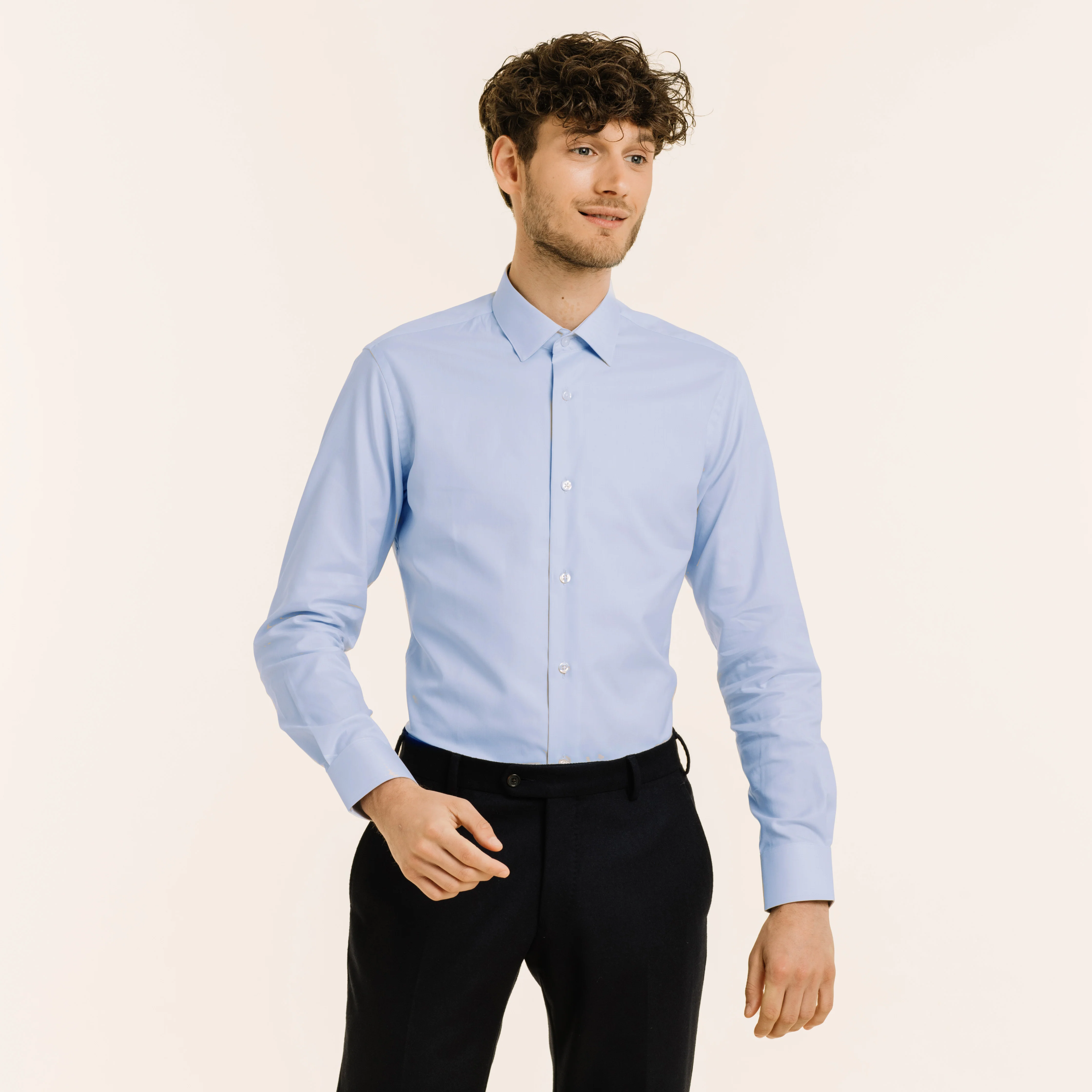 Blue double-twisted twill shirt