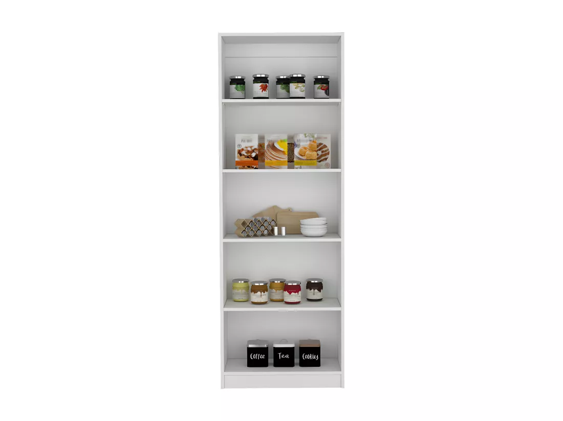 Rayonnage droit 4R Home en Mélamine avec 5 étagères, 180.59 cm X 62.73 cm X 29.71 cm , Blanc