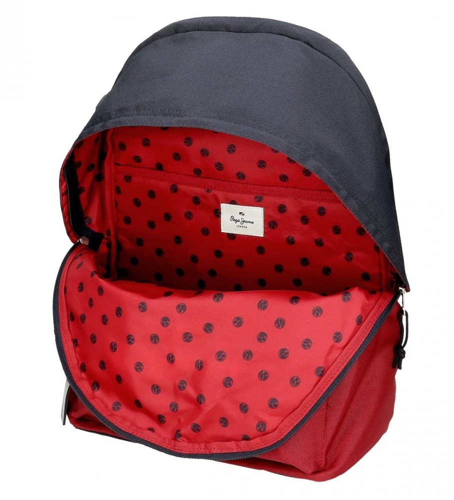 Mochila para laptop adaptável Pepe Jeans Clark com dois compartimentos, vermelha.