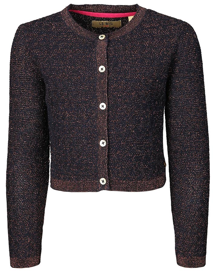 Glitzer-Cardigan TANKA in dunkelblau/kupfer