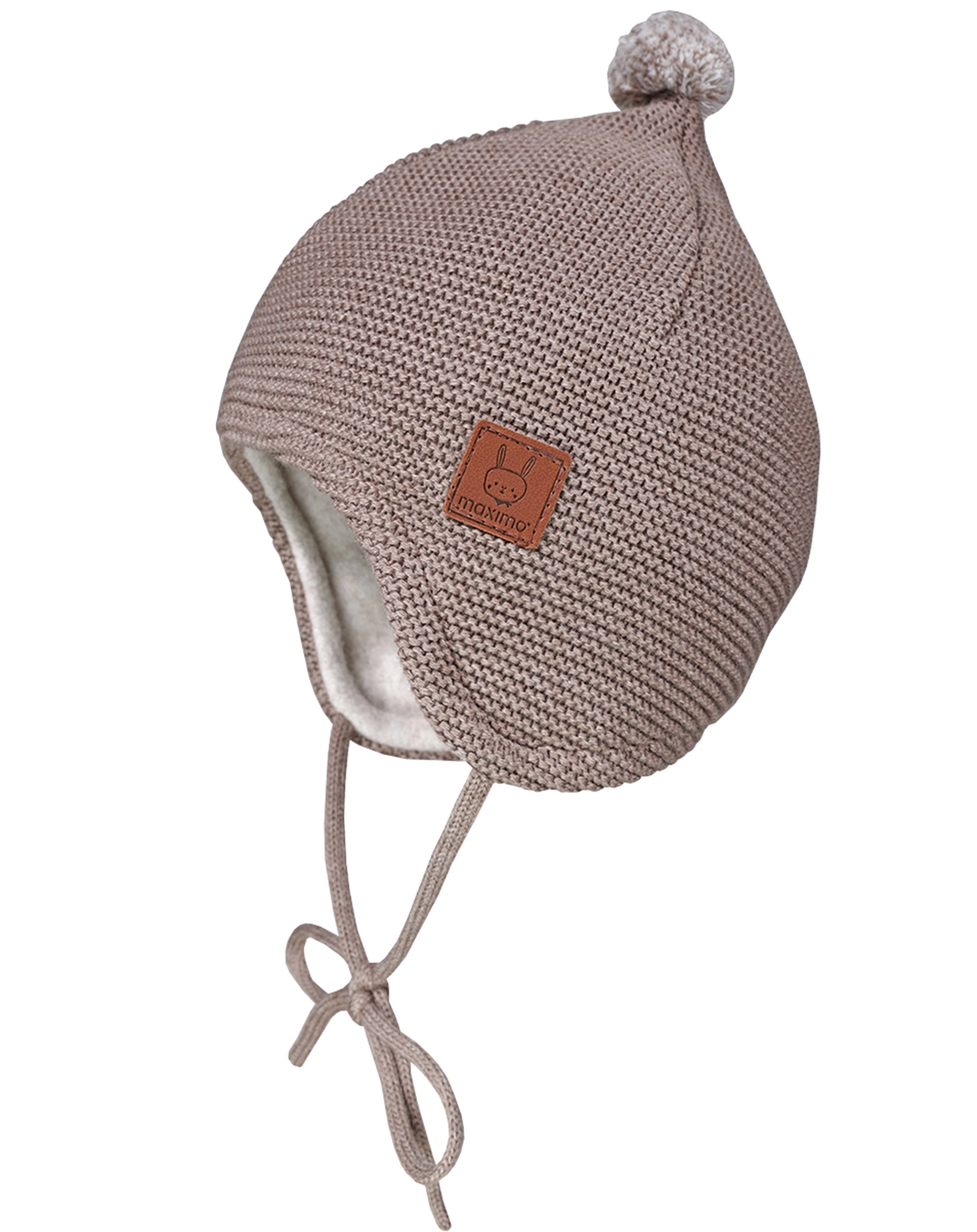 Binde-Strickmütze BABY mit Innenfleece in braun meliert