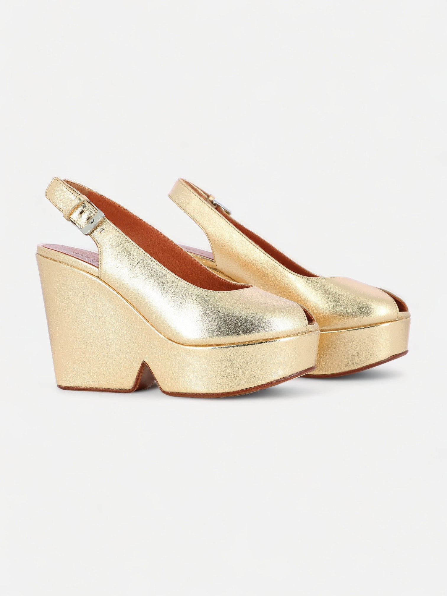 WEDGES - DYLAN wedges, leather gold metallic