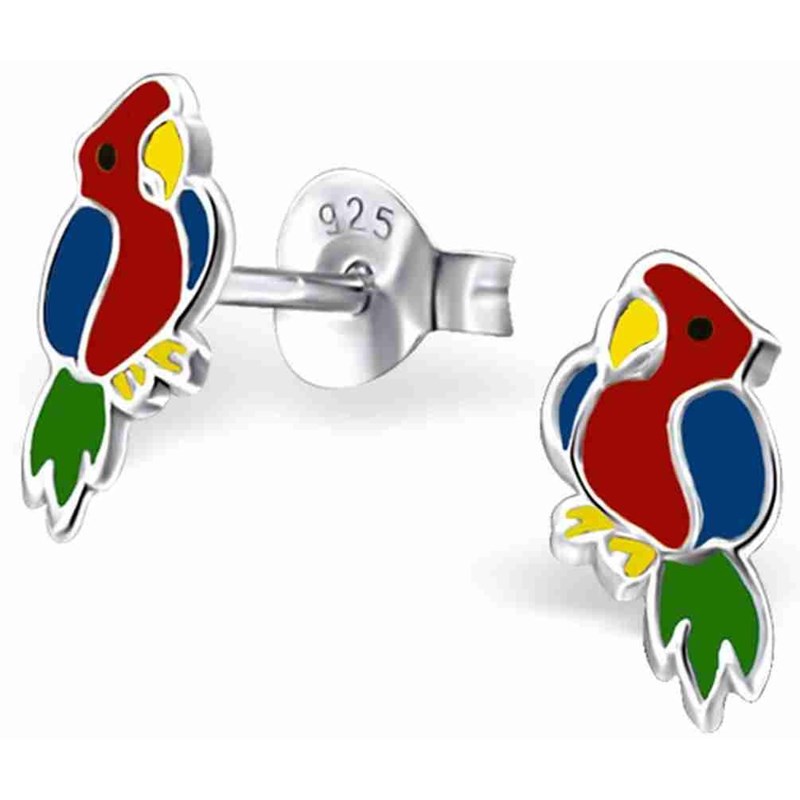Boucle d'oreille perroquet en argent 925/1000