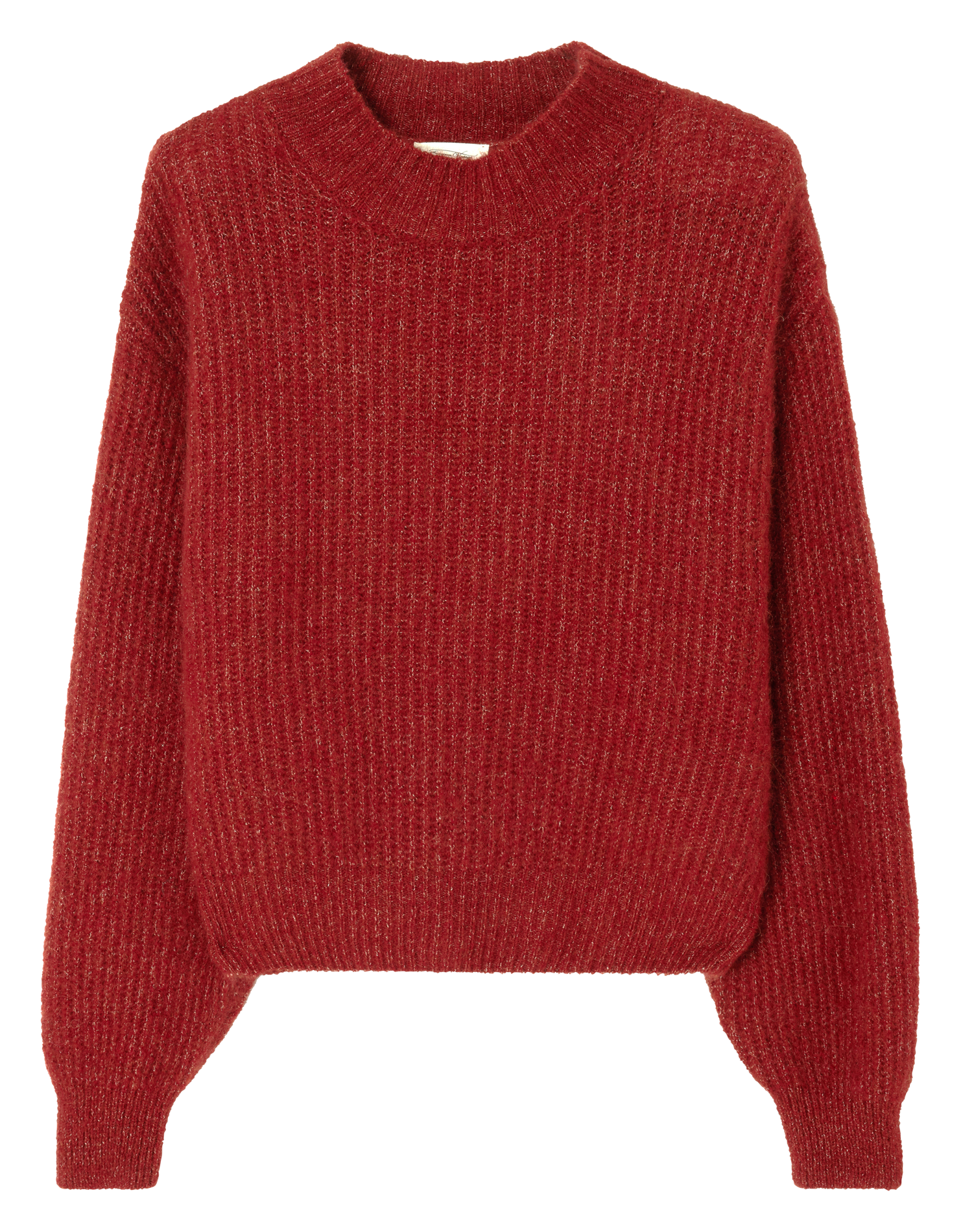 EAST - Pull col montant en maille mélangée | Rouge