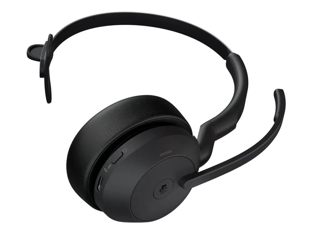 Jabra Evolve2 55 MS Mono - Headset - på øret - Bluetooth - trådløs - aktiv støjfjerning - USB-A via Bluetooth adapter - sort - Zoom Certified, Cisco Webex Certified, Tencent Meeting Certified, Alcatel-Lucent Certified, Avaya Certified, Unify Certifie