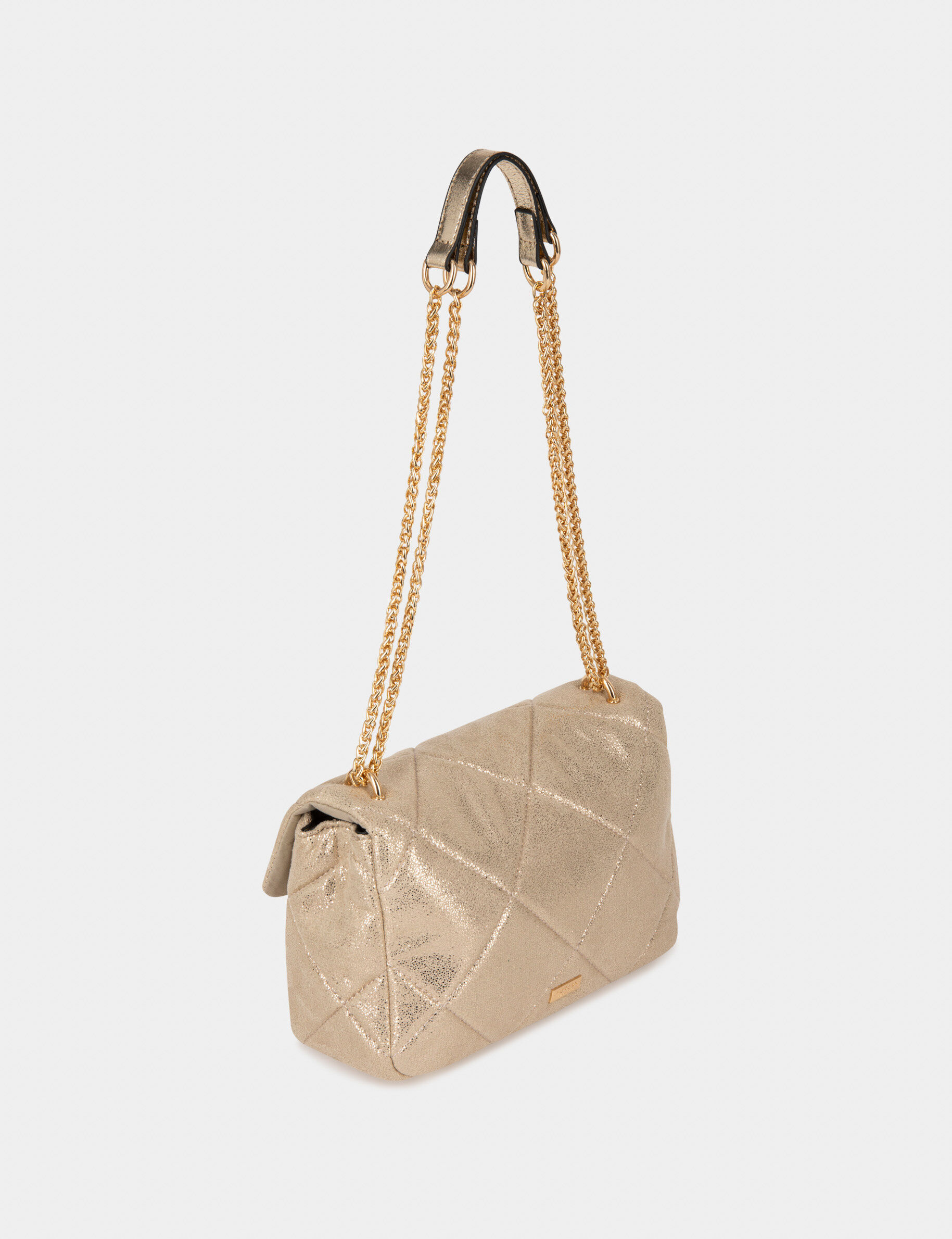 Sac pochette matelassé métallisé dore femme - dore