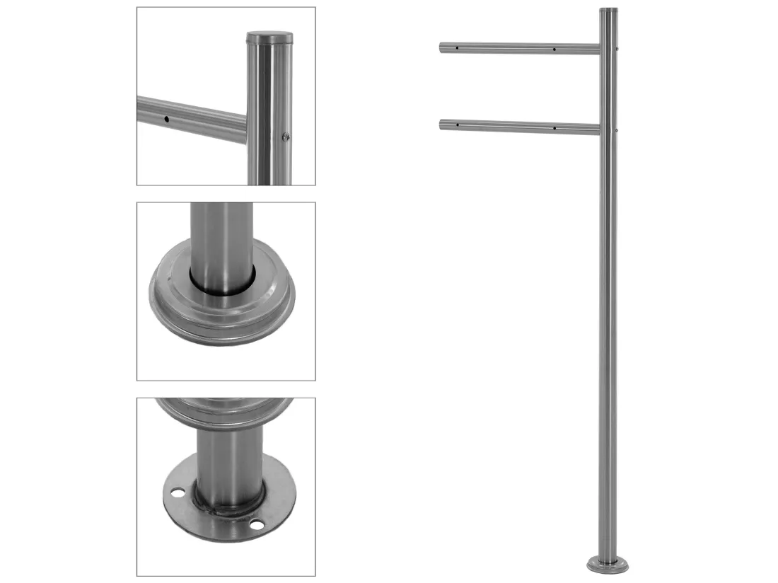Boîte aux lettres anthracite / imitation bois avec support argenté ML-Design