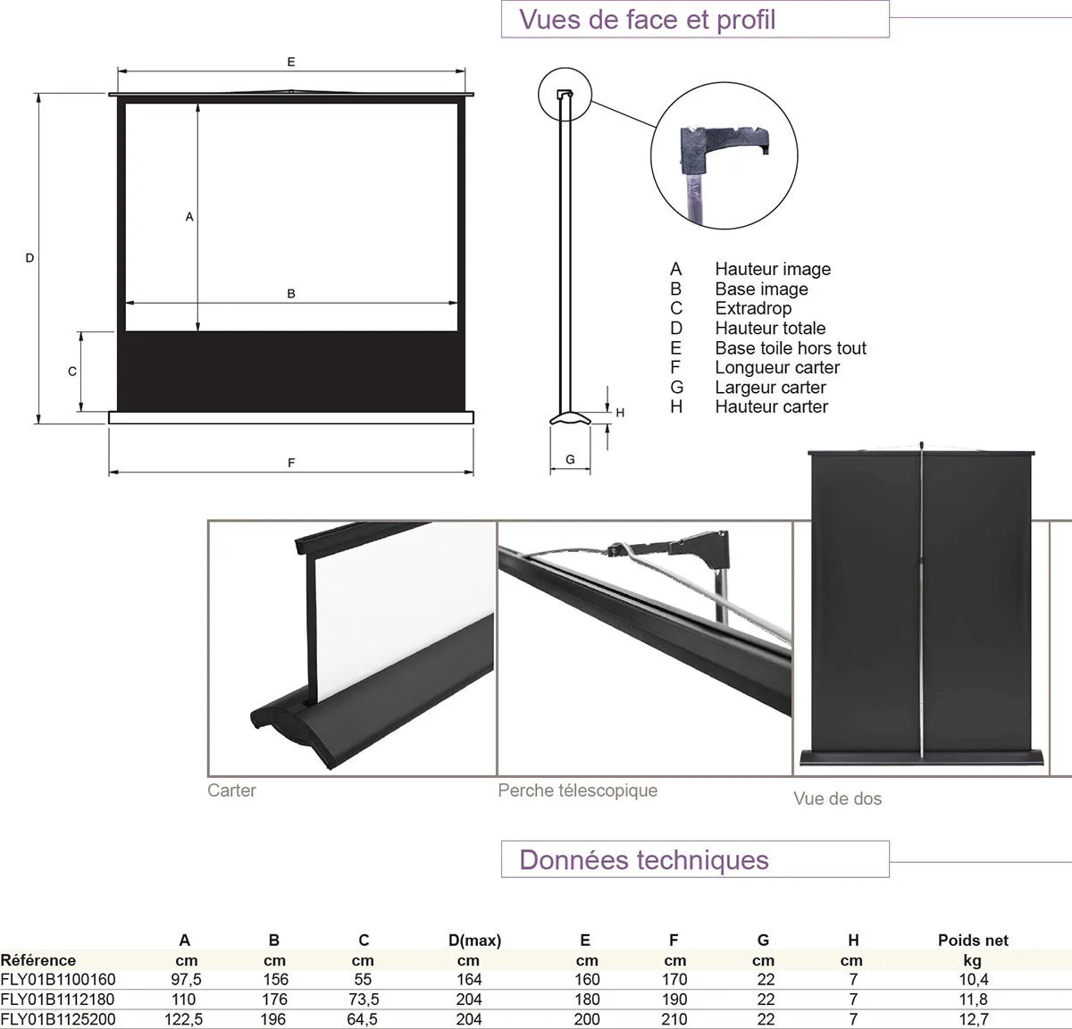 Otay FLY Mono (112x180 - Format 16/9) Écrans de projection portables