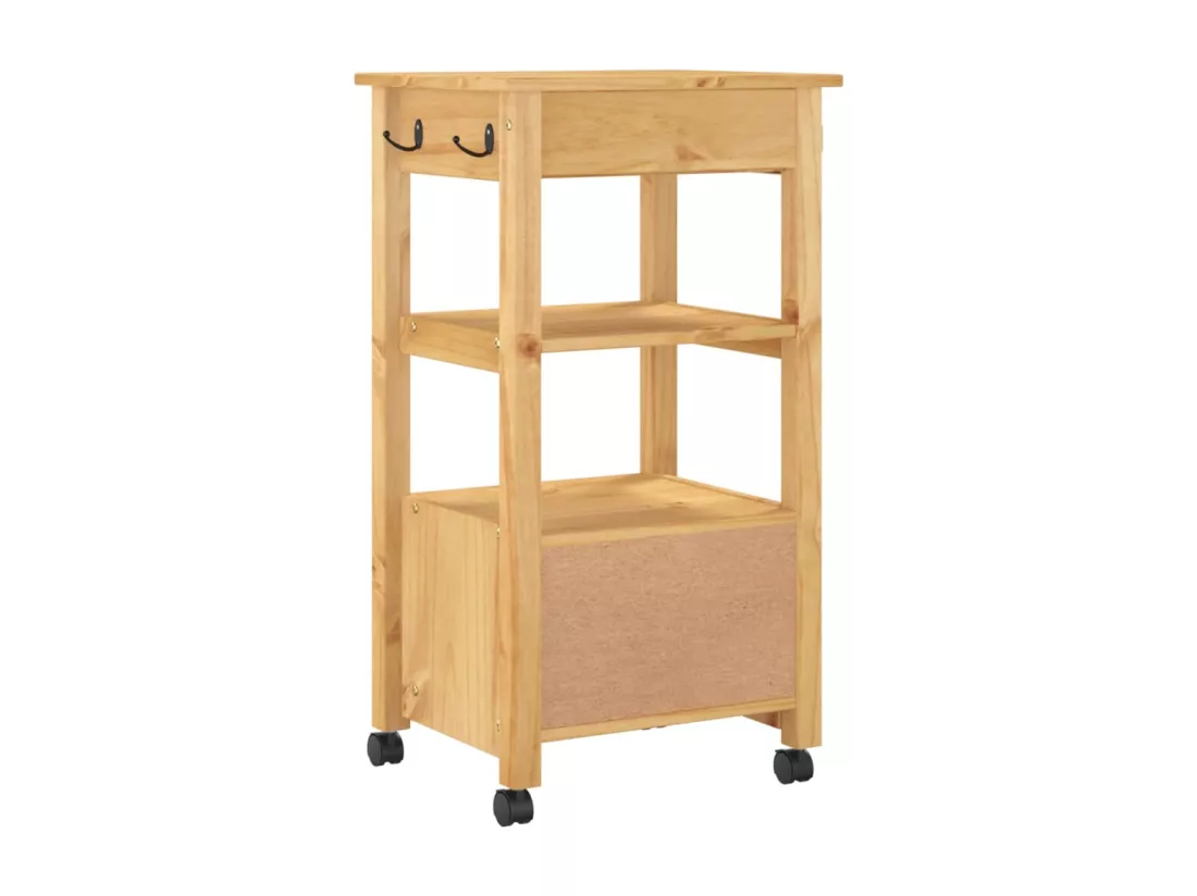 Chariot de cuisine MONZA 48x40x90 cm bois massif de pin