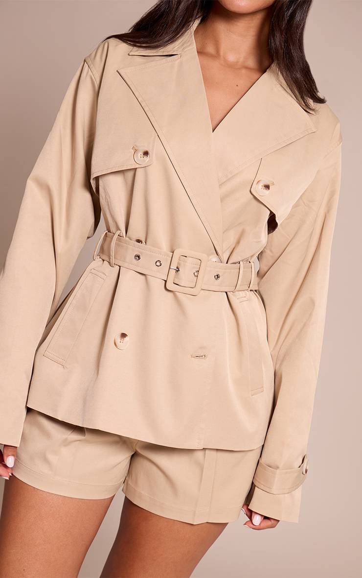 Beige Short Tailleur Plissé Petite