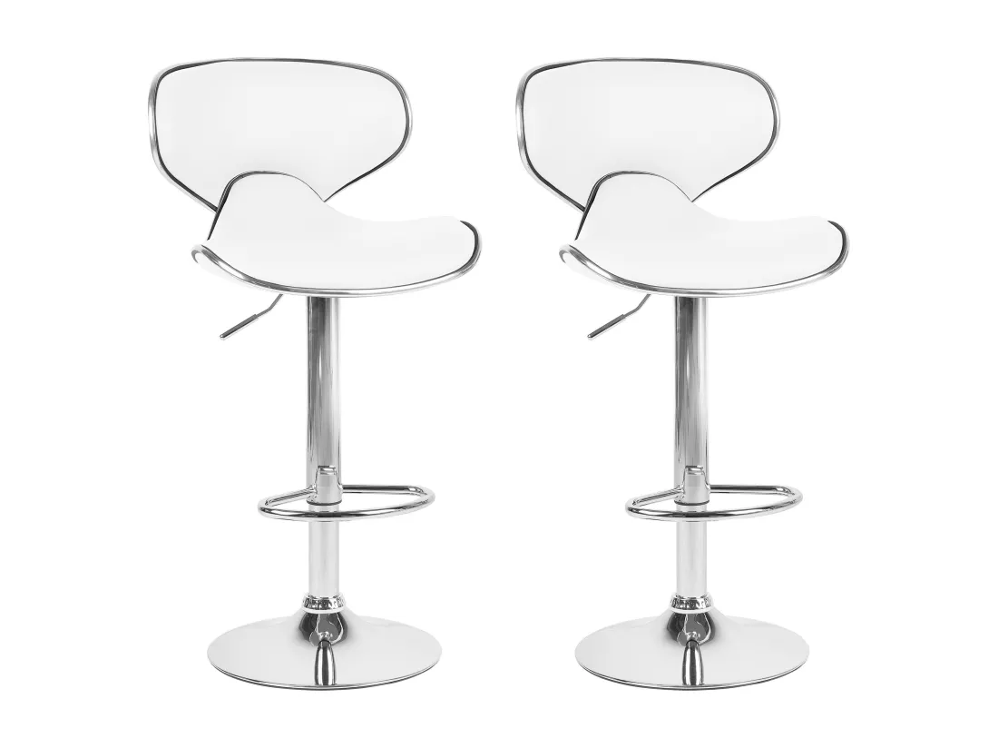 Lot de 2 chaises de bar CONWAY Cuir PU Blanc