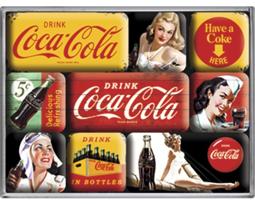 Decoratieve magneet Coca-Cola Yellow Mix set van 9