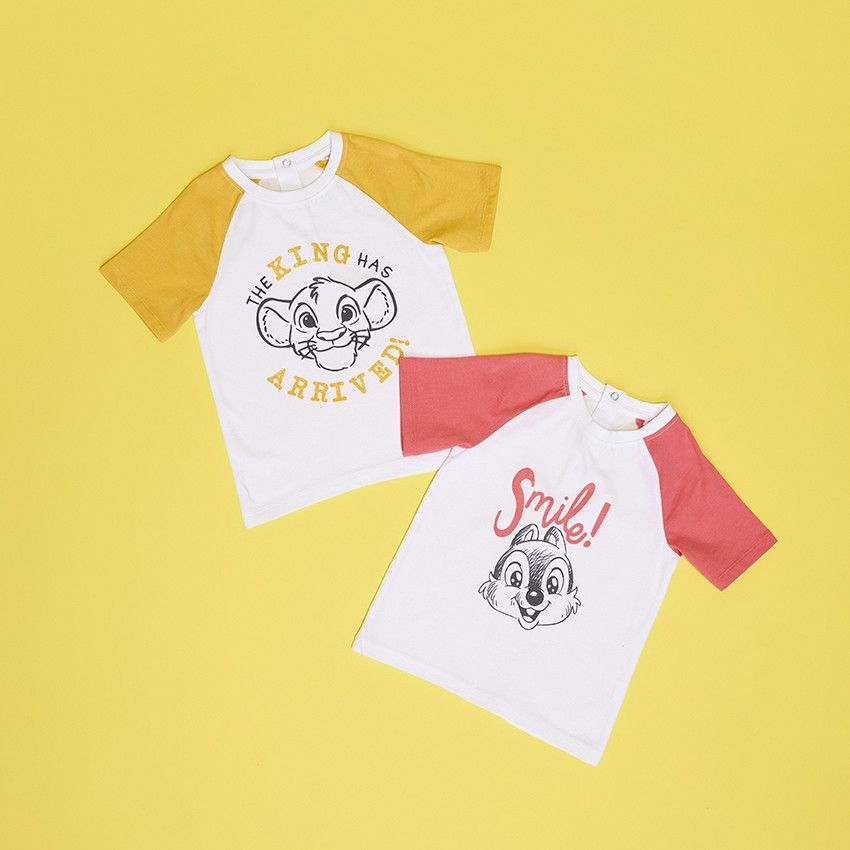 T-shirt manches courtes print Le Roi Lion Disney pour bébé garçon - Jaune