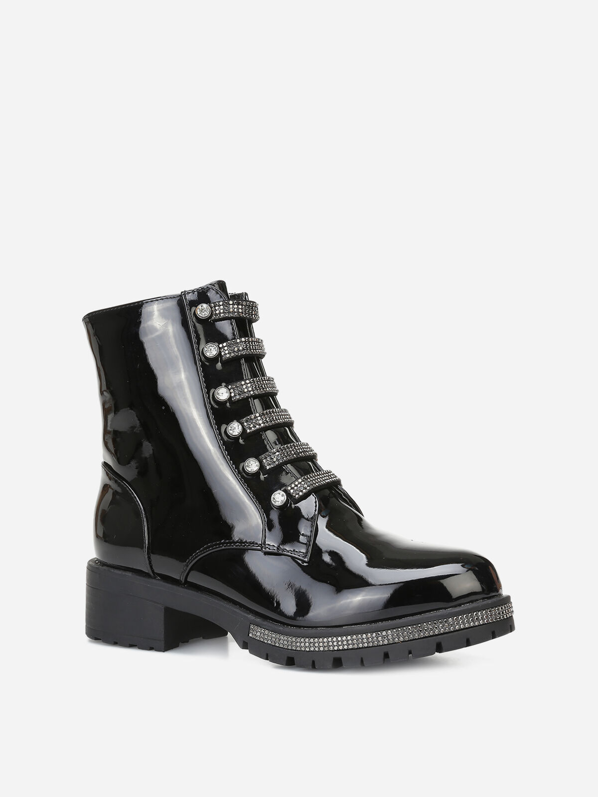 Rangers vernies à strass- Noir
