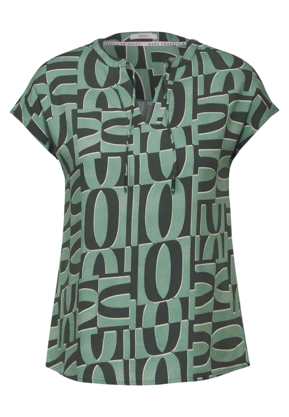 Tunikabluse mit Print - raw salvia green
