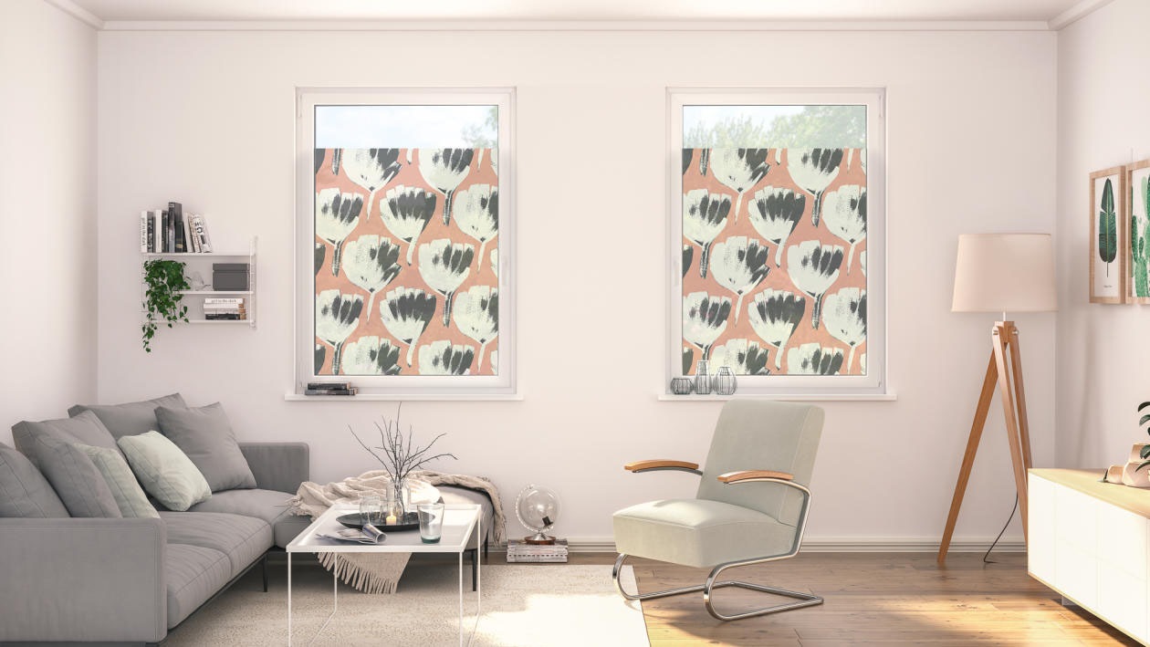 LICHTBLICK ORIGINAL Fensterfolie »Fensterfolie selbstklebend, Sichtschutz, Jumbo Flowers on salmon - Rot« 1 Stk. blickdicht glatt statisch haftend