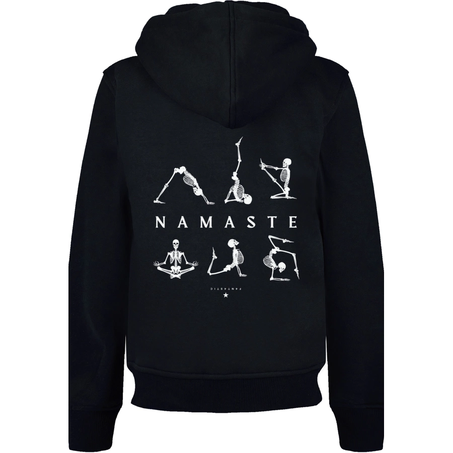 F4NT4STIC Hoodie Namaste Yoga Skelett Halloween schwarz