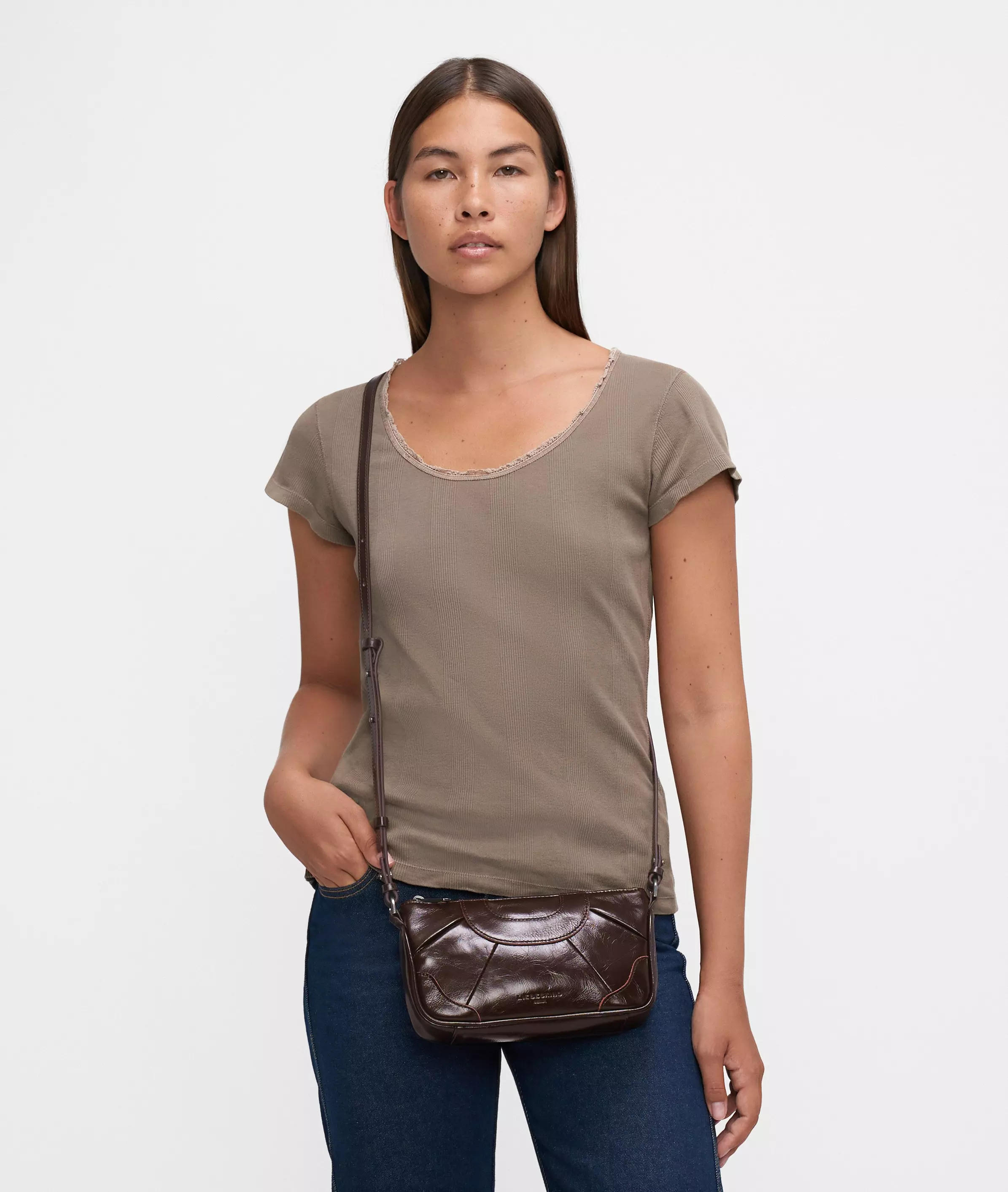 Crossbody Small shoulder bag with glossy finish