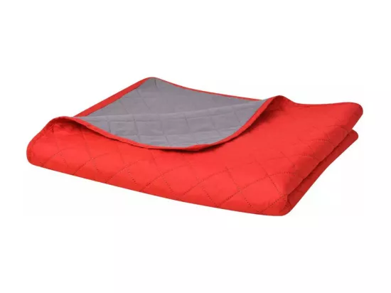 Couvre-lit matelassé double-face Rouge et gris 230x260