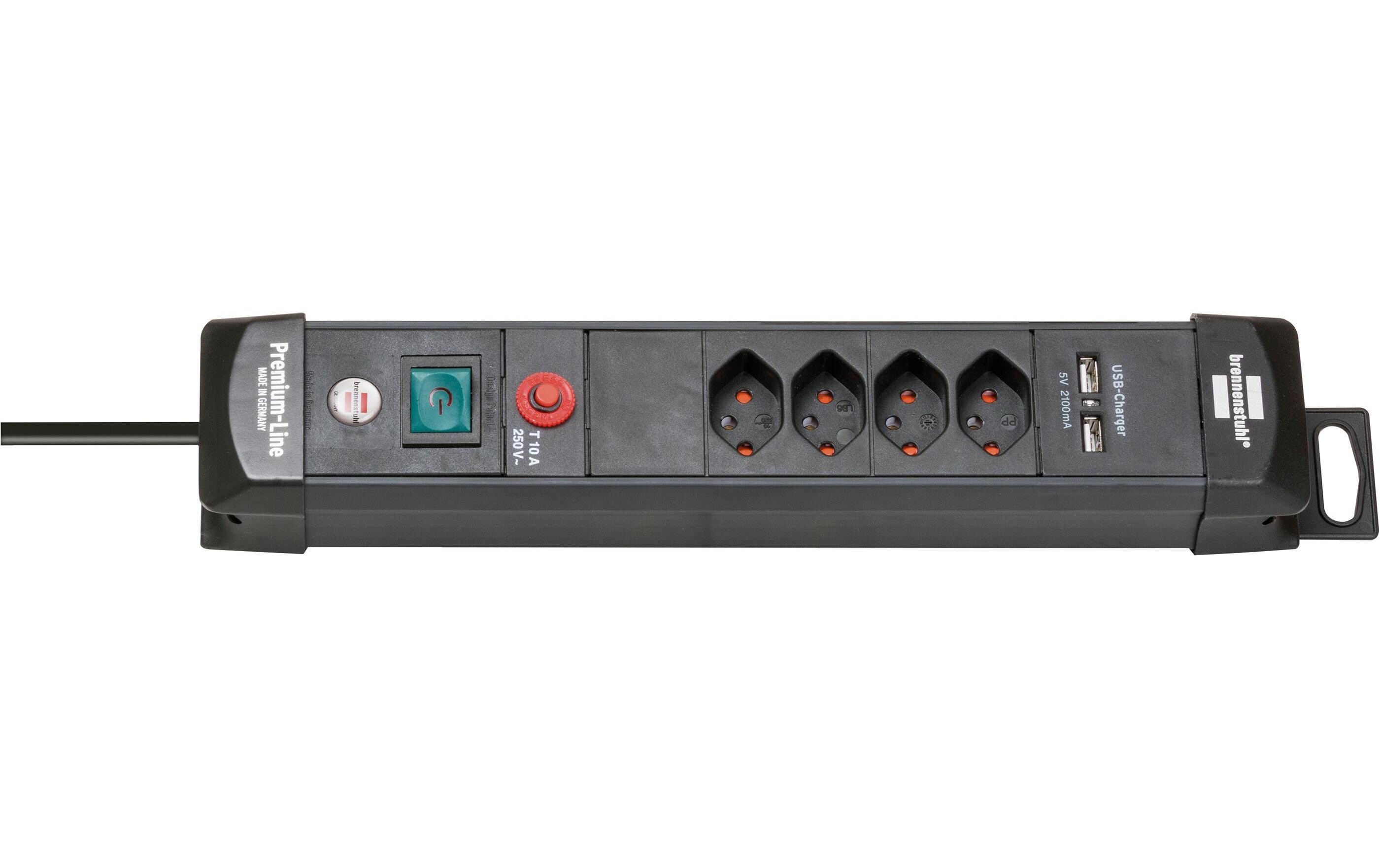 Steckdosenleiste Premium-Line 4x T13, 1x USB 2.1APremium-Line 4-fach Steckdosenleiste