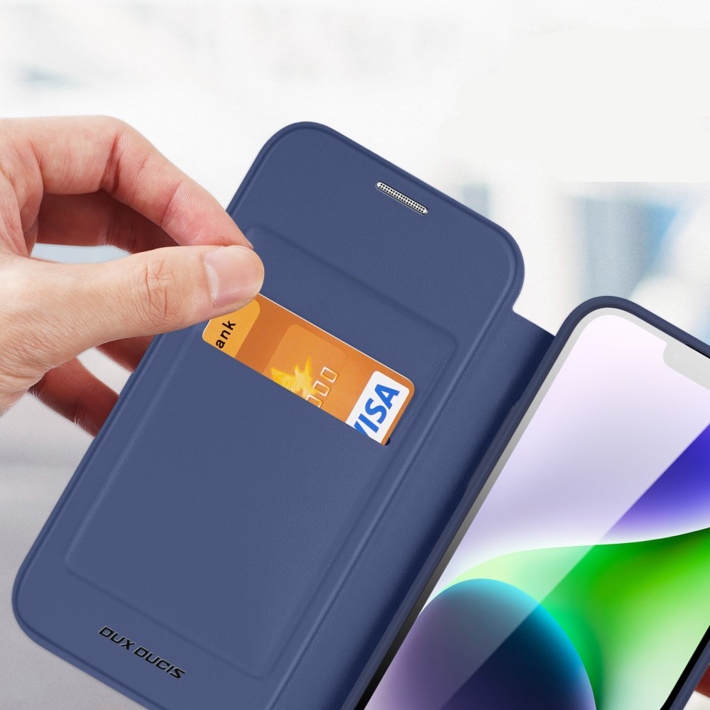 iPhone 15 MagSafe Hybrid Leder Tasche   Kunststoff Rückseite - Blau / Transparent