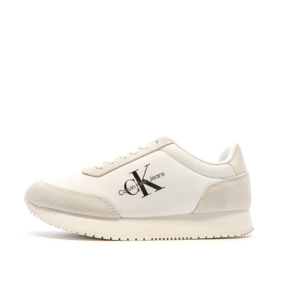 Calvin Klein Jeans Baskets Blanches/Beiges Femme Calvin Klein Jeans Retro