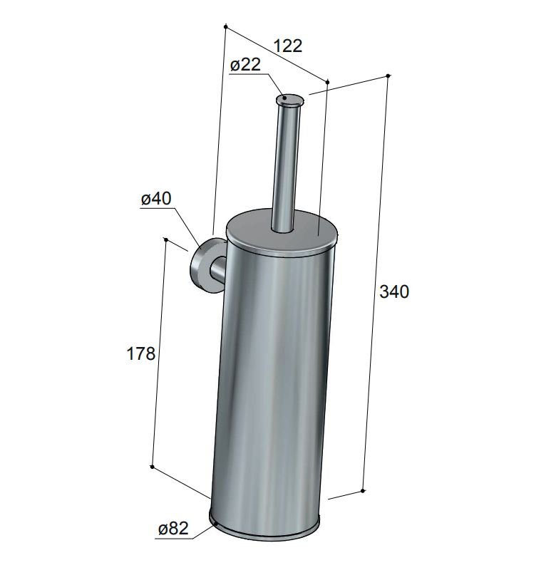 SCHADEMODEL: Hotbath Cobber Toiletborstel Garnituur Wandmodel Geborsteld Messing CBA11
