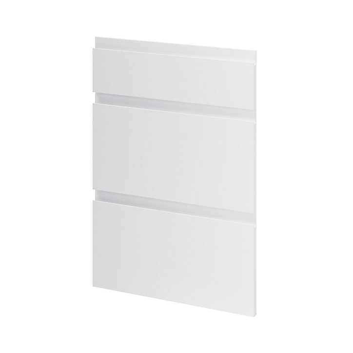 Façade de cuisine 1 tiroir et 2 casseroliers Garcinia gris clair brillant l. 50 cm x H. 72 cm GoodHome