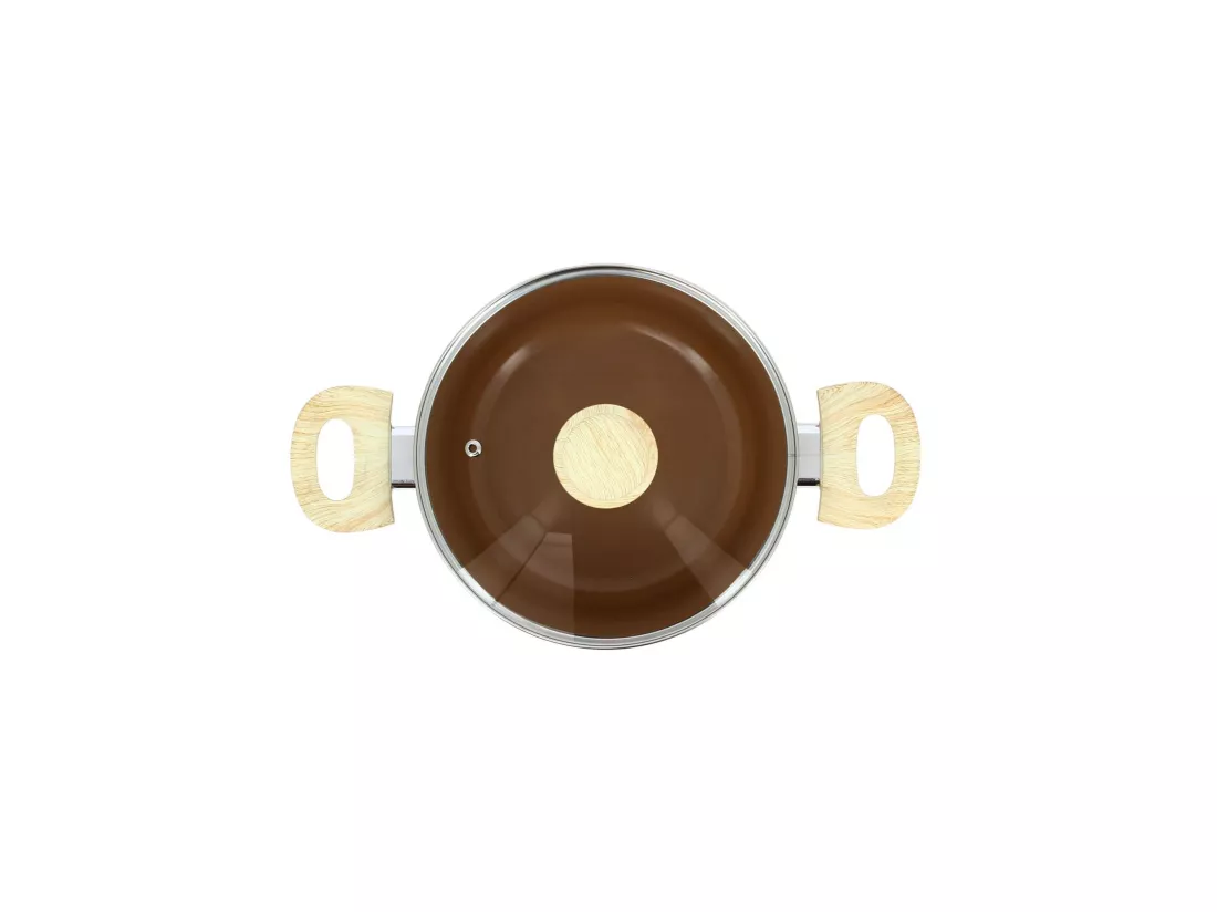 Menastyl - Faitout 20cm Colorama Noisette - En Aluminium - Revetement Antiadhesif En Ceramique