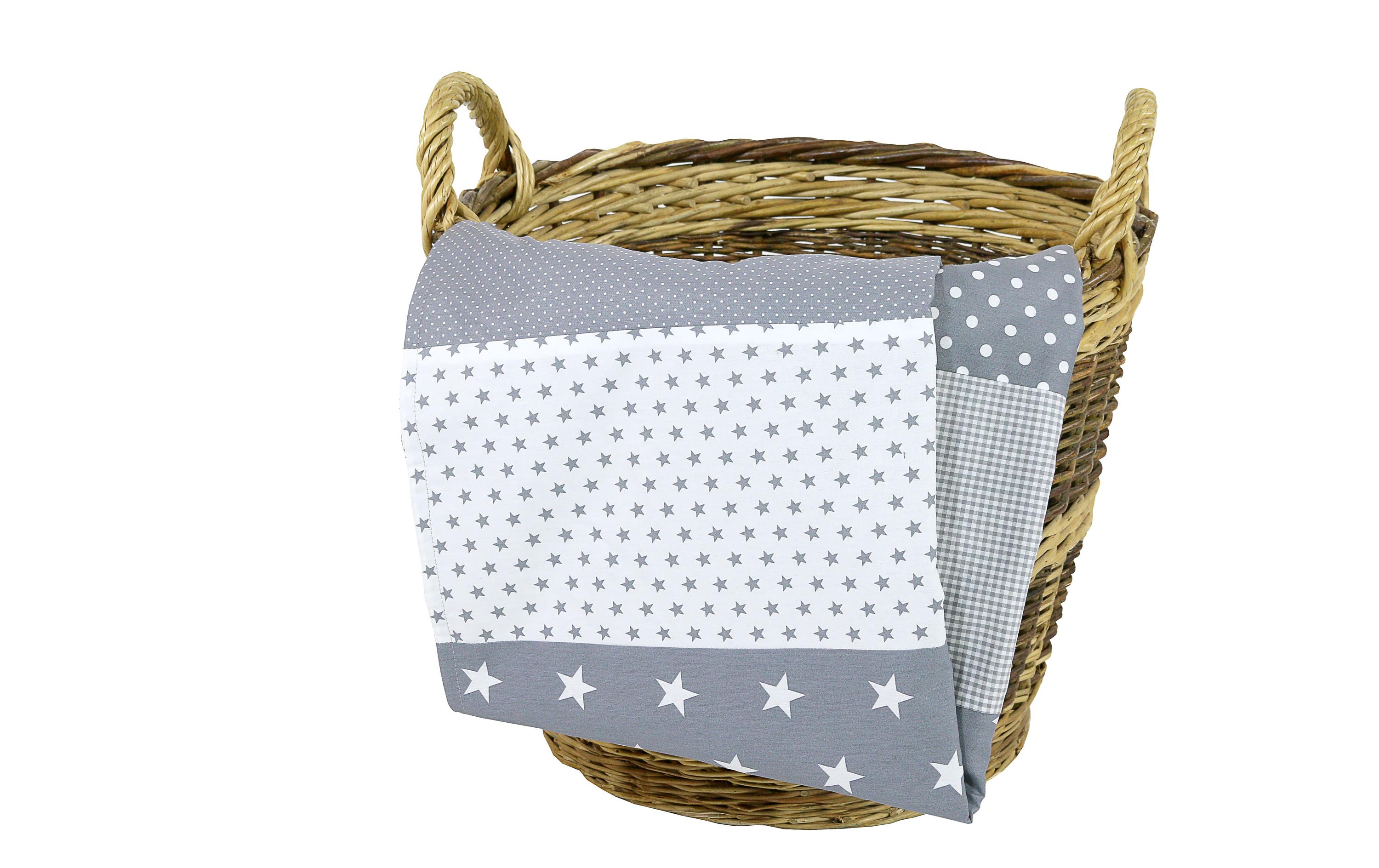 Kuscheldecke Sterne Grau 70 cm x 100Ullenboom Babydecke mit grauen Sternen, 70 x 100 cm
