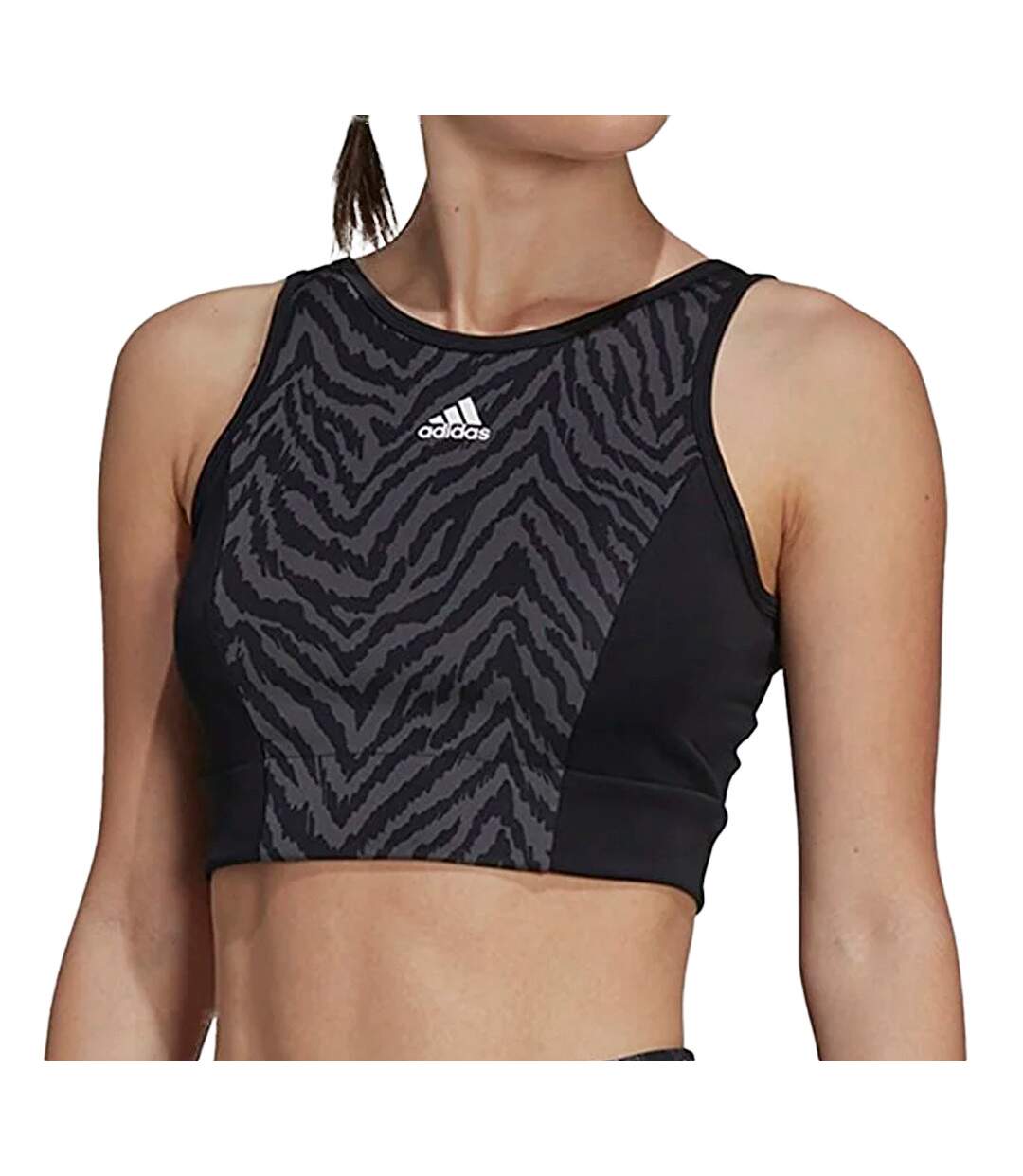 Crop Top Gris/Noir Femme Adidas Aeroready