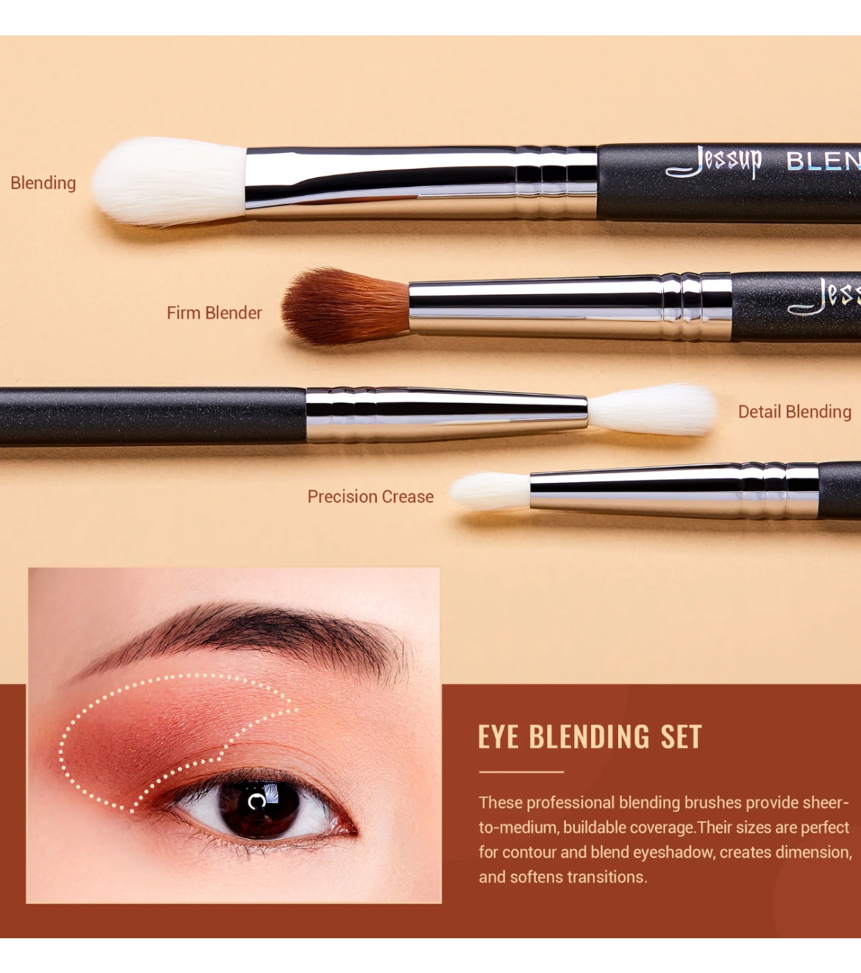 Jessup Beauty - Conjunto de pincéis PRO 13 peças - T338: Black/Silver