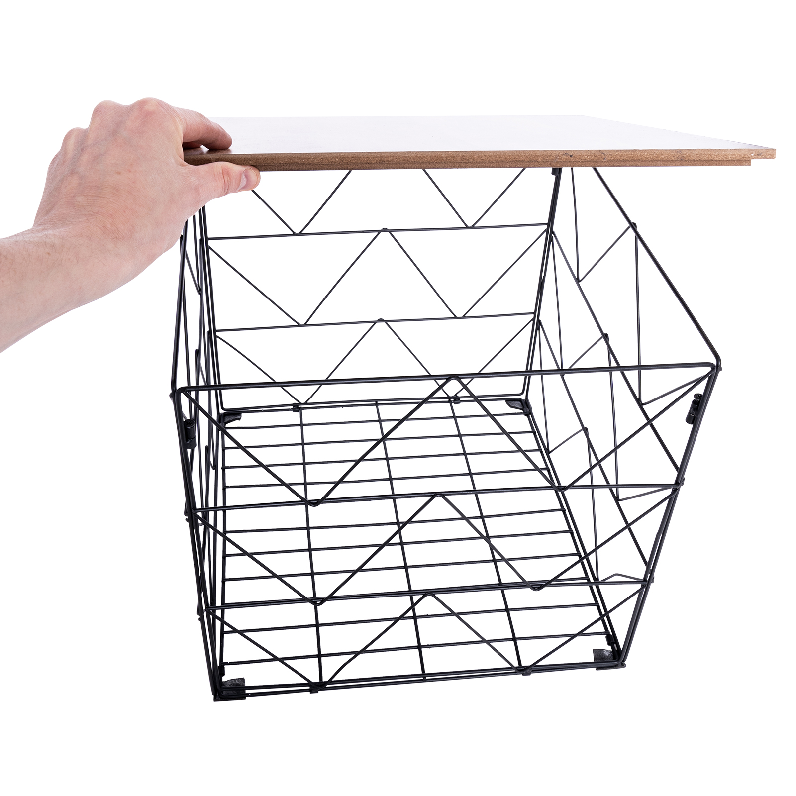 Beistelltisch - schwarz-holzfarben - Metall - 40 cm