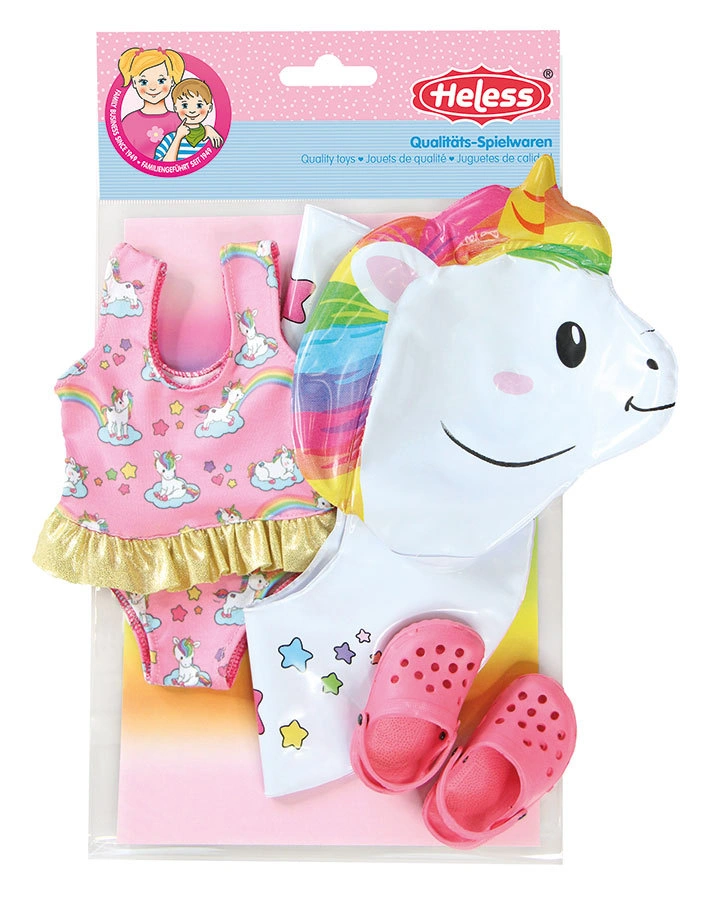 Puppenkleidung EINHORN-SCHWIMMSET “HENRI“ (35-45cm) in bunt