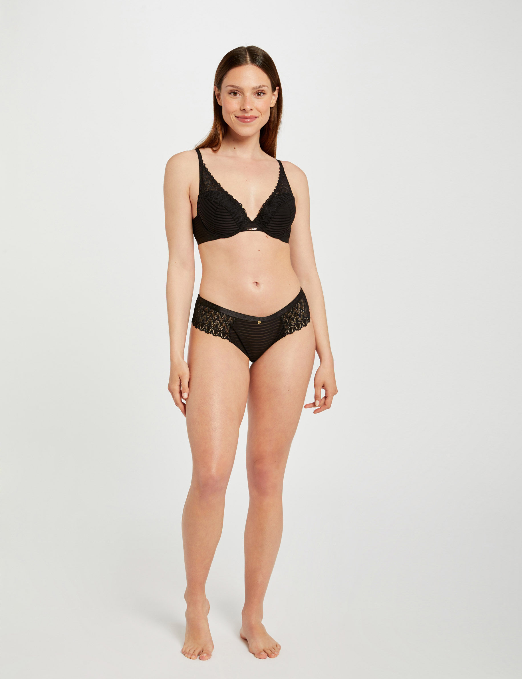 Shorty en dentelle noir femme - noir