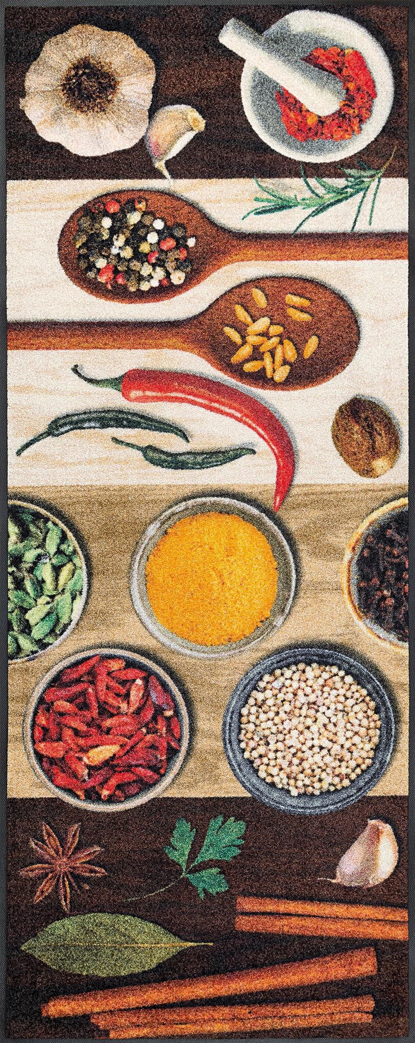wash+dry by Kleen-Tex Küchenläufer »Hot Spices« rechteckig 9 mm Höhe Teppich, Motiv Gewürze, rutschhemmend, waschbar, Küche